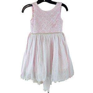 American Princess Size 7 Girls Pink Formal Dress with Pearl Trimings